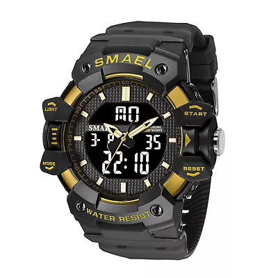 SMAEL Mens Sports Watch Waterproof Quartz Analog Digital Military Wrist Watch • $14.91