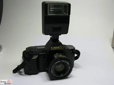 Set: Canon SLR Camera T70 + Standard Maginon MC 1.7/50mm Lens + Flash 155A • £132.24