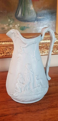 £15 • Buy Victorian Light Green Relief Moulded Jug Attributed To William Brownfield