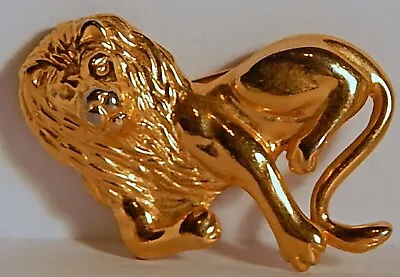 Vint Lounging Lion Brooch Big Cat Goldtone Pin • $9