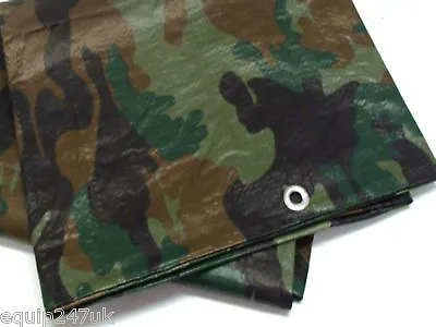 Camo Camouflage Tarpaulin Tarp 3.5m X 5.4m Waterproof • £25.05