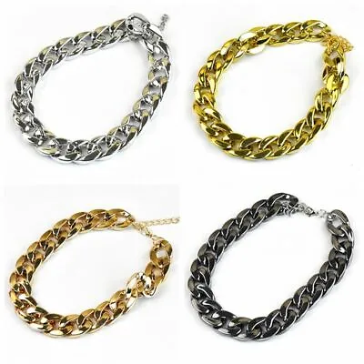 £4.95 • Buy Large Dog Chain Collar Puppy Stainless Steel Choker Heavy Duty Cuban Necklace UK