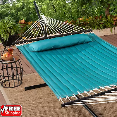 Outdoor Camping Quilted Double Hammock W/ Pillow 445 Lb Capacity Heavy Duty NEW • $48.40