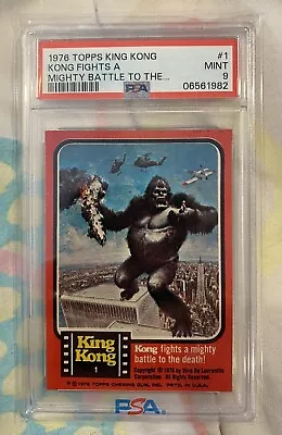 1976 Topps King Kong Psa 9 Kong Fights A Mighty Battle Card # 1 • $695