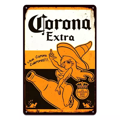 2x CORONA EXTRA BEER Tin Metal Sign Rustic Look Vintage Man Cave Drink • $25