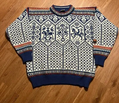 DALE OF NORWAY VTG Lillehammer Olympic 1994 Men's Blue/White Wool Sweater • $149.99