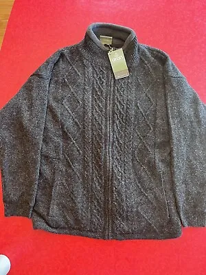 NWT Aran Knitted Cardigan Sweater Men's M Wool Cable Knit Jacket Lined Shetland • $49.99