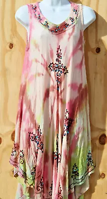 TRUE ROCK OS Women's Tank Dress Embroidered Sleeveless Fleetwood Mac Hippie Boho • $20