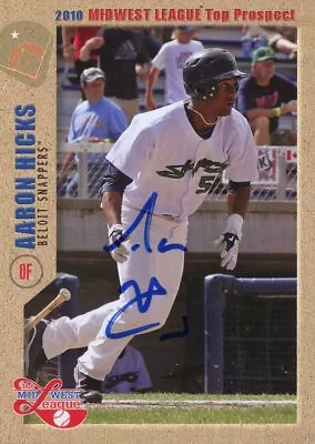 2010 Midwest League Top Prospect AARON HICKS Signed Card YANKEES Rc Auto MWL • $9.99