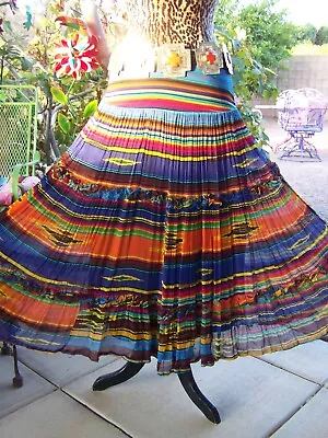 $175~VINTAGE COLLECTION~S~ Western Festival Boho Saltillo Serape Tiered Skirt • $50.15