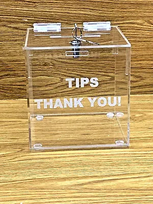 Tips Jar Tips Box Clear Plastic 6 X 6  X 6 Donation Box Ballot Cash  Box • $39.50