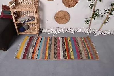 Moroccan Rug Vintage Rugs Kilim 2.3x5.2 Ft Small Rug Home Decor Rugs • $64.80