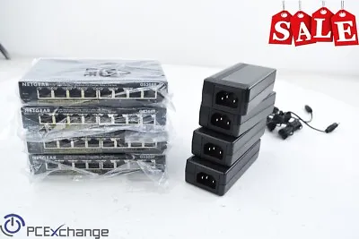 LOT Of 4 Netgear GS308P 8Port Gigabit Ethernet Switch W 4Port PoE & 4 AC Adapter • $229.99