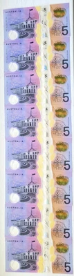 $88.80 • Buy 2016 R224 Australian $5 Banknote  ** A ** PREFIX , 8 X Consecutive Notes - Unc