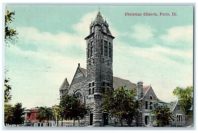 C1910 Christian Church Chapel Exterior Building Paris Illinois Vintage Postcard • $29.95
