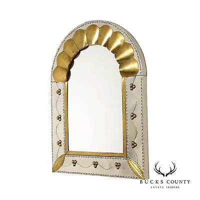 Mexican Folk Art Style Tin & Brass Arched Mirror • $465