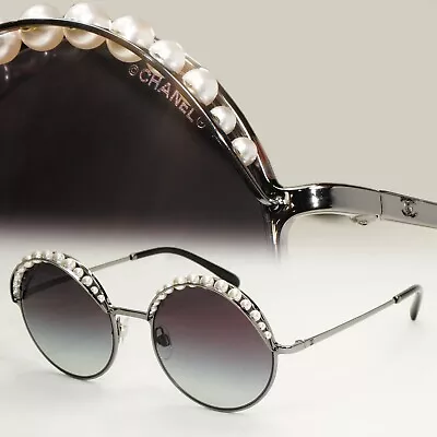 Chanel Sunglasses Pearl Silver Round Metal Grey Gradient 4234-H C.108/S6 53mm • £255