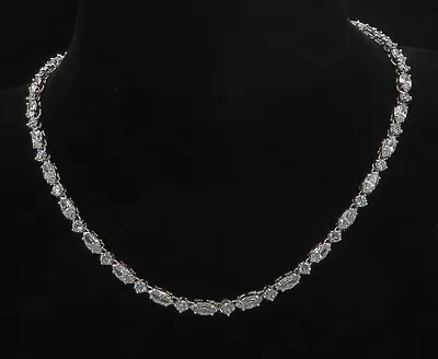 925 Sterling Silver - Sparkling Prong Set Cubic Zirconia Chain Necklace - NE2766 • $139.40