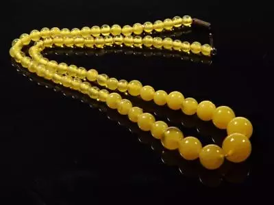 17.5  Vintage Deco Czech Necklace Gradual Opaline Yellow Lampwork Glass Beads • $28