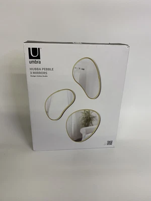 £39.95 • Buy Umbra Hubba Pebble Wall Mirror, Set Of 3, Gold, Brass, New
