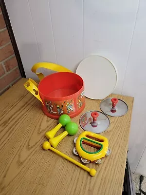 Vintage 1979  Fisher Price Marching Band Drum With Musical Instruments Set #921 • $9.99