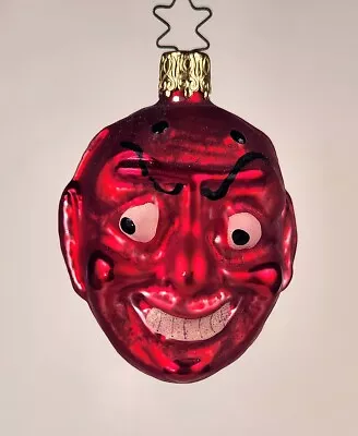 Vintage Christmas Glass Halloween Ornament Devil Head Inge- Glas GERMANY • $30