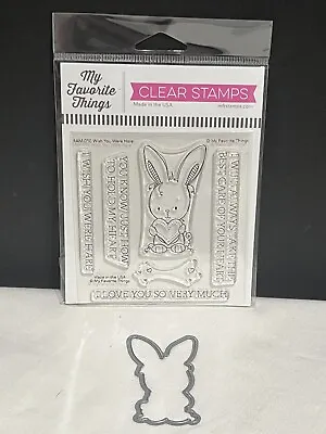My Favorite Things WISH YOU WERE HERE Rabbit Bunny MFT Rubber Stamps Die Set • $24.98