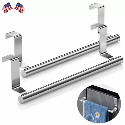 Towel Rack For Cabinet Strong Steel Kitchen Over Cabinet Towel Bar Holder 2 Pack • $9.99