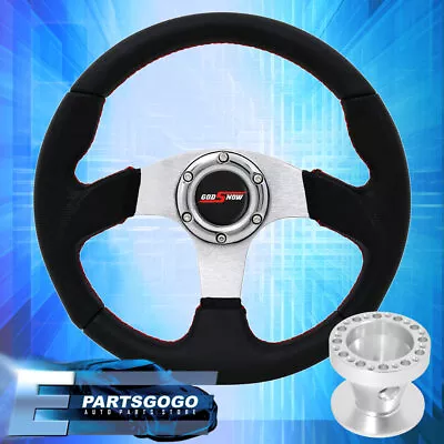 For 86-01 Integra 320mm 6 Bolt Black Pvc Red Stitching Steering Wheel Godsnow • $54.99