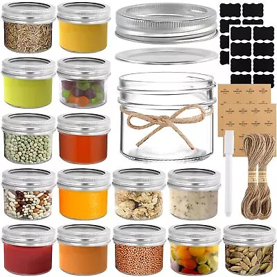 16 Pack Mini Mason Jars4 OZ Jelly Jars With Lids And BandsSmall Glass Jars... • $25.49