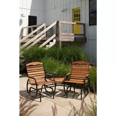 Outdoor Tete-A-Tete Glider 2 Seats With Small Table Country Garden Hardwood NEW • $334.25