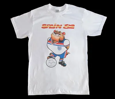 World Cup Spain 82 England Bobby The Bulldog White T-shirt Sizes Small-3XL • £16.49