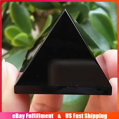 Natural Black Obsidian Quartz Crystal Pyramid Chakra Orgone Energy Tower Healing • $8.26