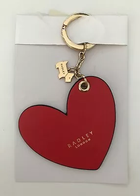 Radley Love Radley Heart Shaped Bright Red Leather Keyring Brand New With Tags • £17.50