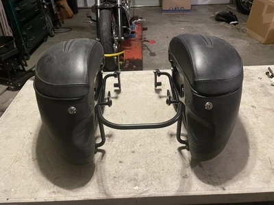 $950 • Buy VROD Leather Covered Hard Saddlebags 02-06 - NOS Brackets, Used Good Bags. VRSC