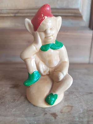 VINTAGE ANTIQUE CORNISH PIXIE / ELF /GNOME CERAMIC 1950/60s KITSCH BOTTLE CURIO  • £4.99