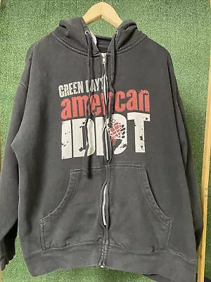 Green Day American Idiot Hoodie Sweatshirt XL Black Full Zip Double Sided Pocket • $50