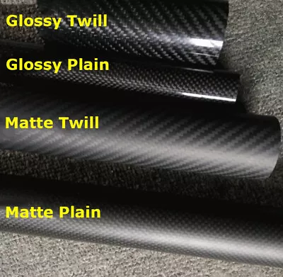 5-25mm 3K Carbon Fiber Tube Pipe Matte Glossy Surface Roll Wrapped Length 500mm • £13.02