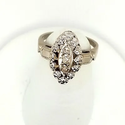 Vintage .15 Mine Cut Diamonds Princess Ring 14k White Gold.  2.1 Grams • $179