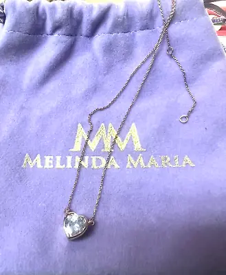 Melinda Maria Rose Gold Tone Crystal Heart Pendant Necklace 14”-20” • $30