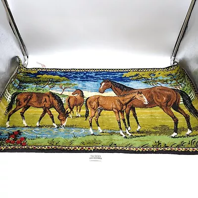 P&C Italy Vintage Velvet Grazing At A Spring Stream Tapestry Horses 19.5 X38.5  • $33.23