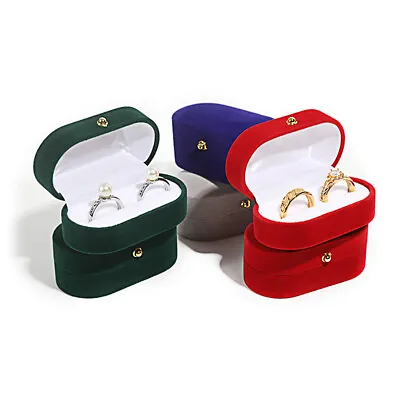 Velvet Trinket Box Ring Box Jewelry Organizer Double Rings Box Wedding Gift Box • £4.99