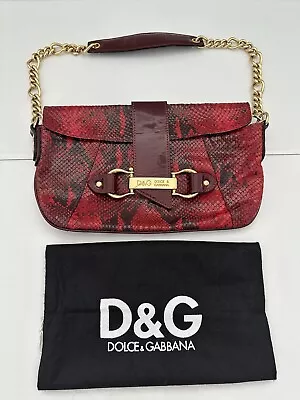 D&G DOLCE & GABBANA Vintage Red Python Gold Chain Shoulder Bag • $89.88