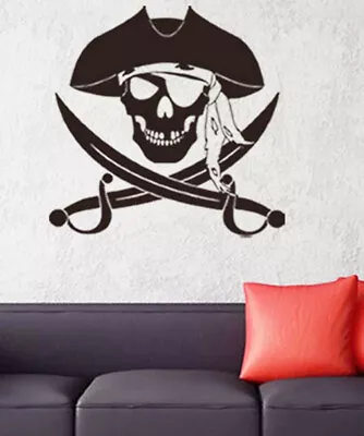 Decal Pirate Skull And Sword Wall Decals Removable Wall Sticker Peel -Stick • $19.71