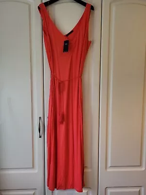 M&S Collection Jersey Dress With Rope Belt Flame Size 22 Marks And Spencer BNWT • £6