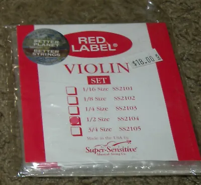 Red Label Super Sensitive Violin Strings 1/2 Size SS2104 • $9.99