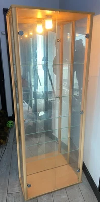 £40 • Buy 5ft Glass Mirror Display Cabinet With 4 Shelves Beach Colour 2 Doors With Light