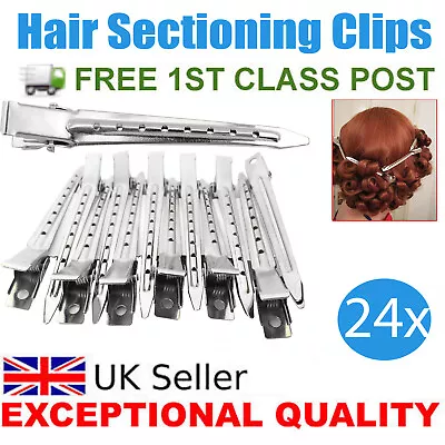 24 X Metal Hair Sectioning Clips Sprung Strong Grip Hairdressing Hair Clip  • £4.79