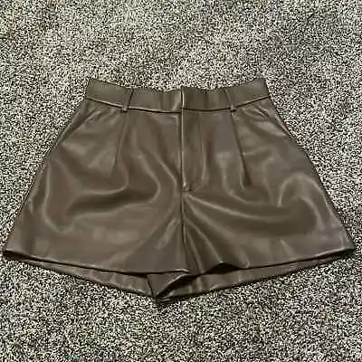$24.99 • Buy Zara Brown/beige High Waisted Faux Leather Shorts- NWOT- Sz XS- Trendy Fall