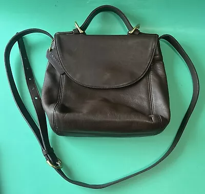 Vtg COACH USA Legacy Brown Leather Top Handle Handbag Crossbody Flap Purse 4158 • $96